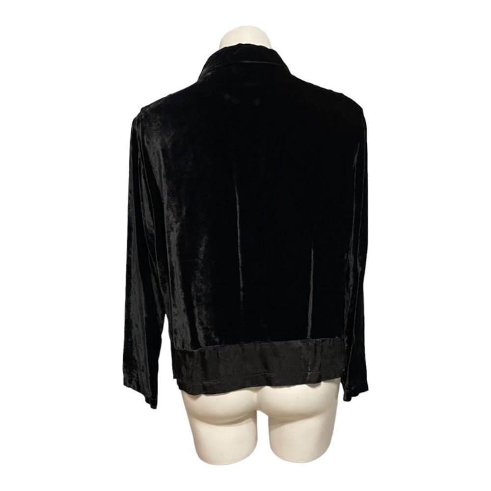 CP Shades Small Black Button Front Velvet Jacket Blazer - Picture 4 of 6